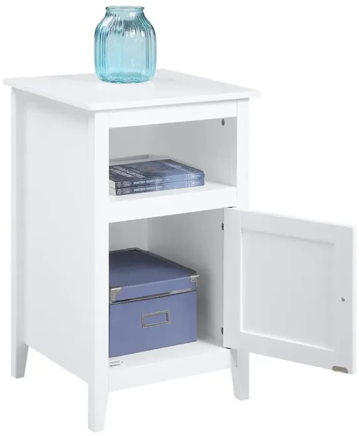 Convenience Concepts Designs2Go End Table with Storage Cabinet and Shelf, White