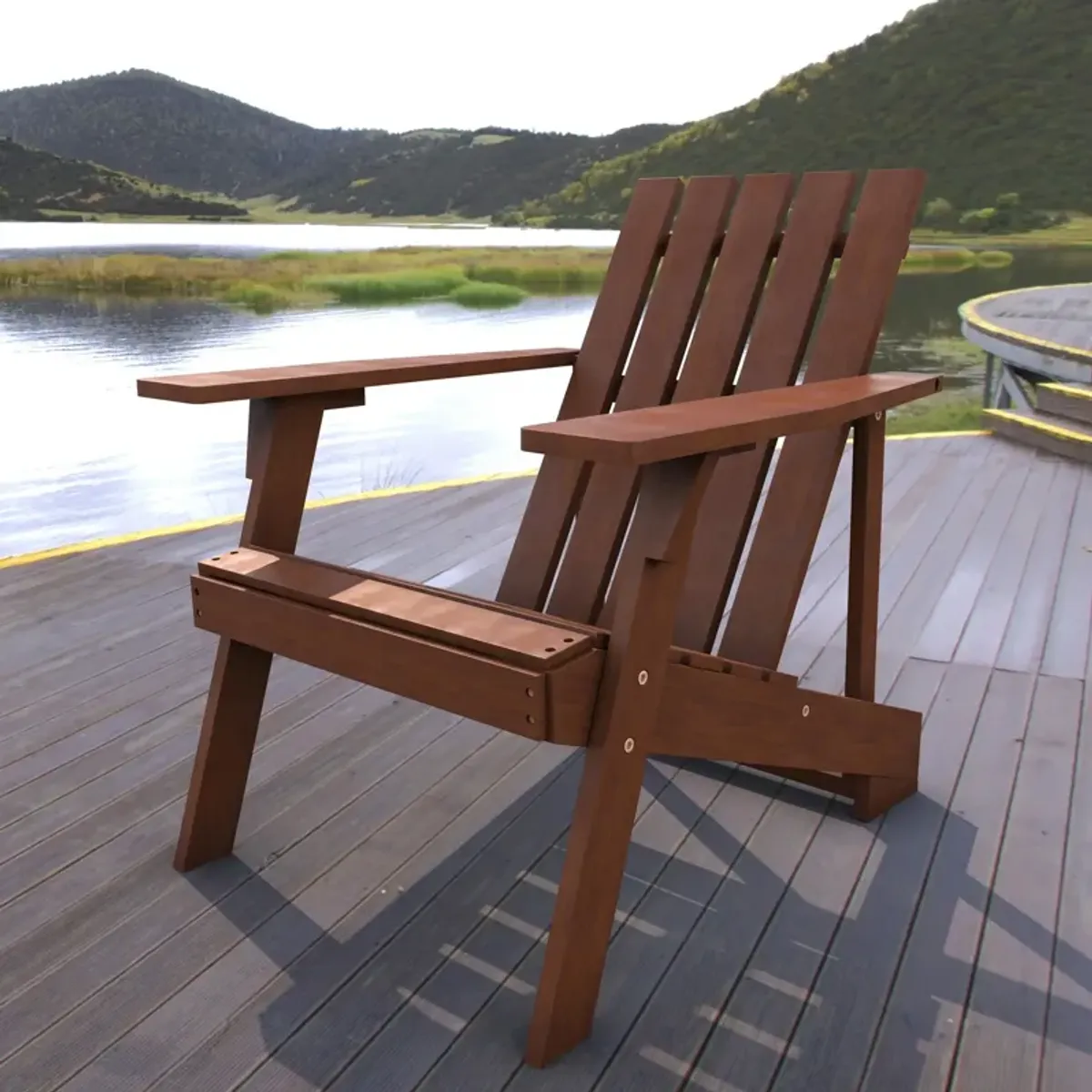 Irving Outdoor Patio Modern Acacia Wood Adirondack Chair