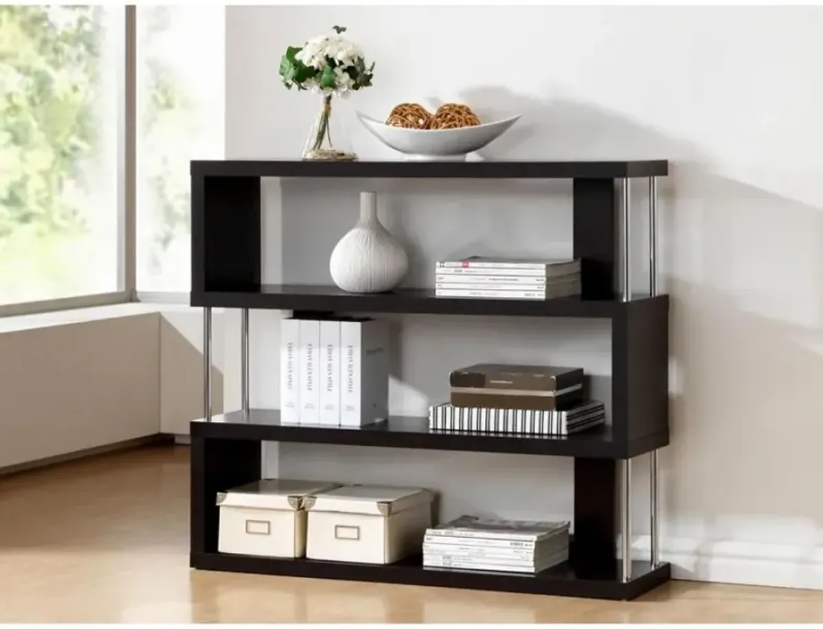 Baxton Studio Barnes Dark Brown Three-Shelf Modern Bookcase