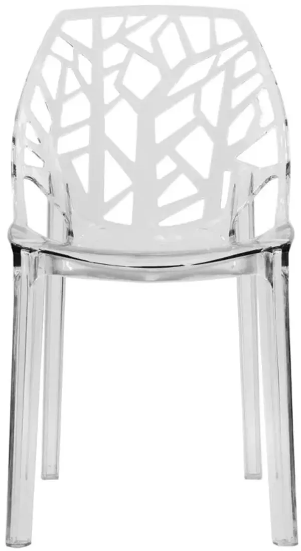 LeisureMod Cornelia Modern Spring Cut-Out Tree Design Stackable Dining Chair