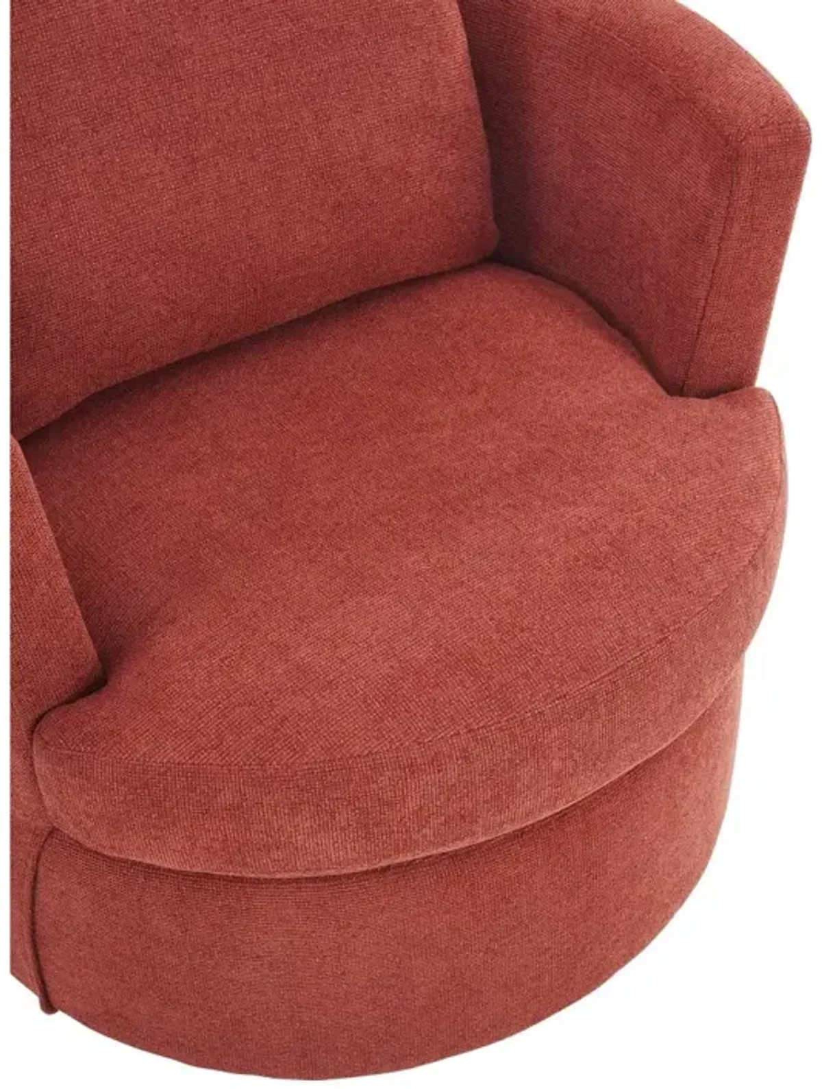 Brick Red Swivel Barrel Chair for Living Room or Office