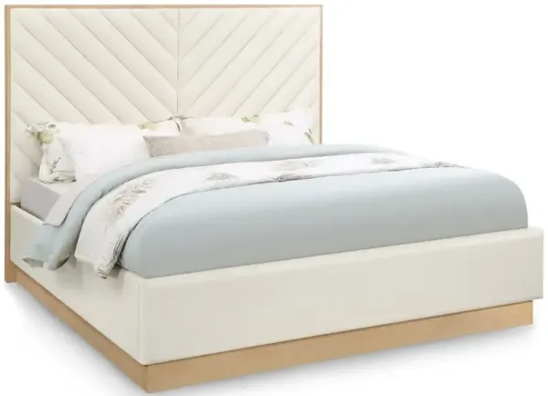 Meridian Furniture Casa Cream Vegan Leather Queen Bed