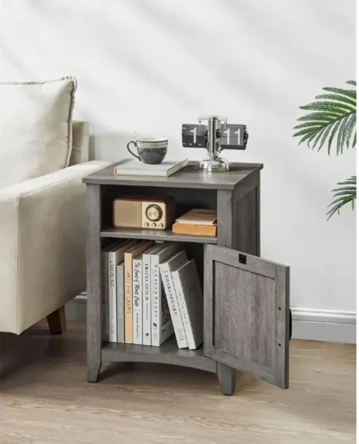 Nightstand with Cabinet and Storage Compartment for Organized Bedroom