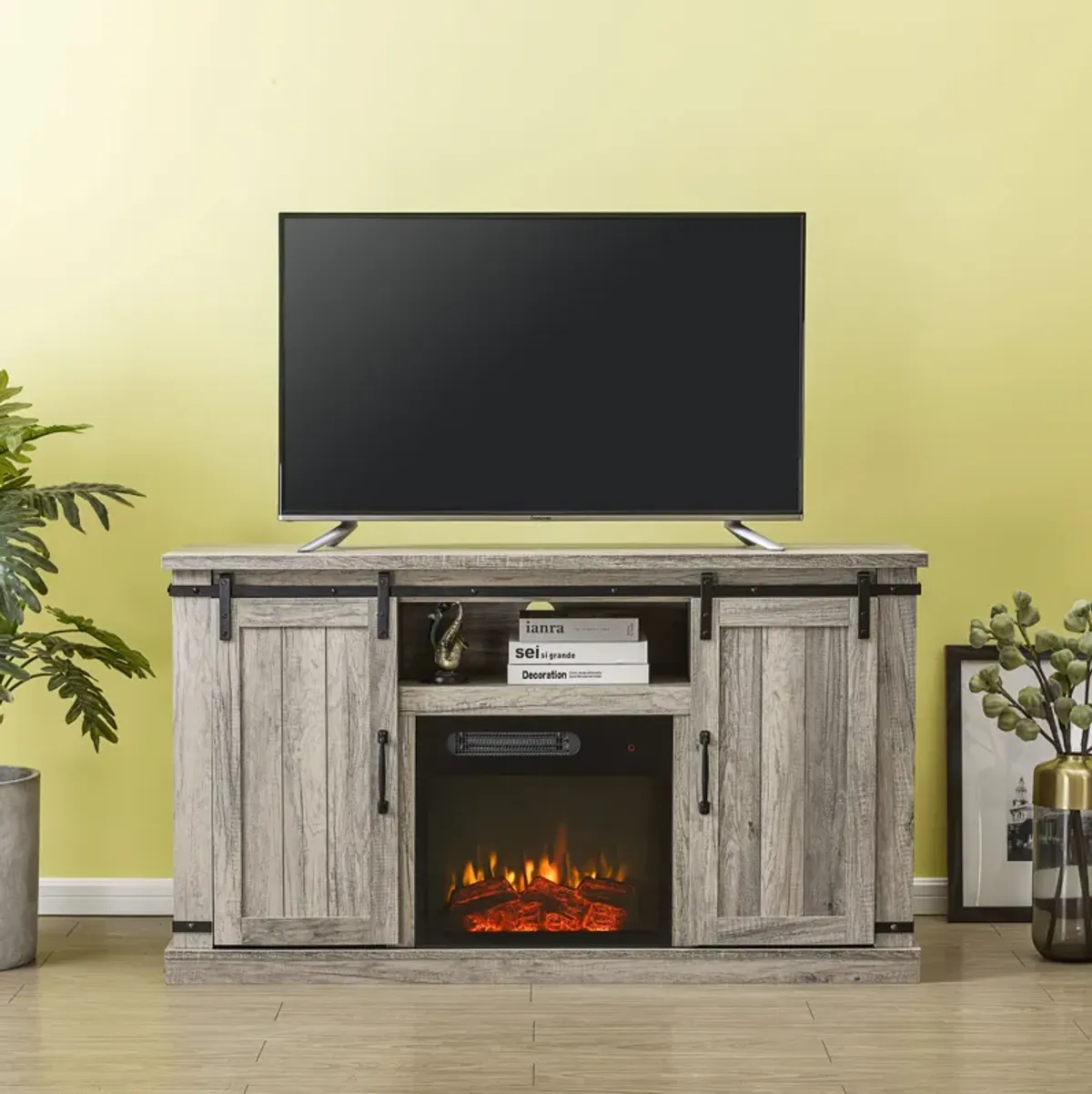 FESTIVO 54 in. TV Stand Console for TVs up to 60 in. with Electric Fireplace