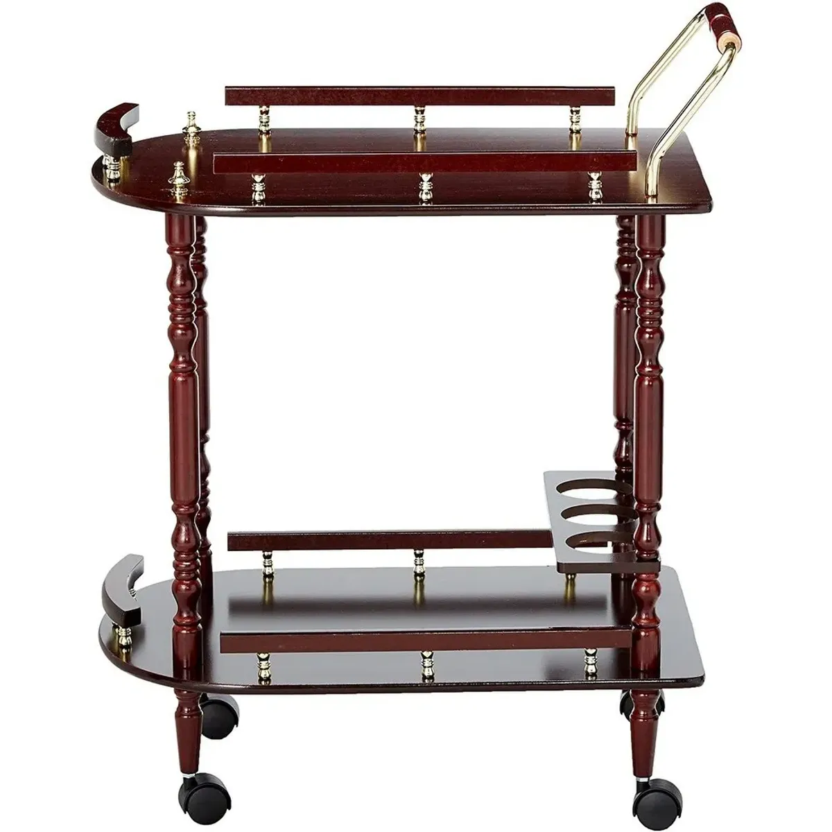 2 Tier Traditional Serving Cart, Brown - Benzara