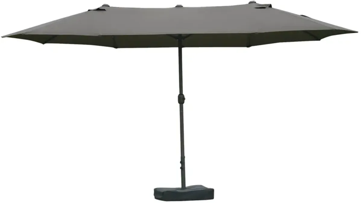 Dark Gray Patio Shade: 15ft Rectangular Double-Sided Market Umbrella