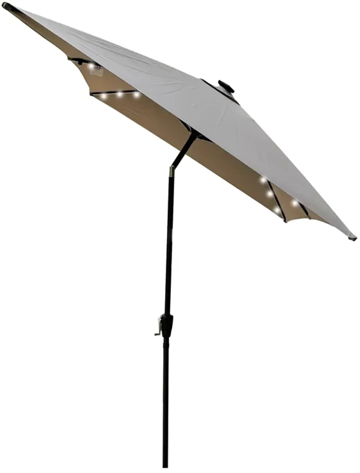 Solar LED Patio Umbrella: Crank, Tilt, 10x6.5 ft