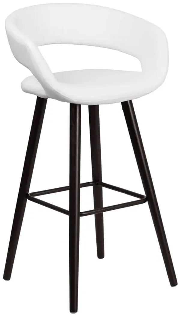 Flash Furniture Brynn Series 29'' High Contemporary Cappuccino Wood Barstool in White Vinyl