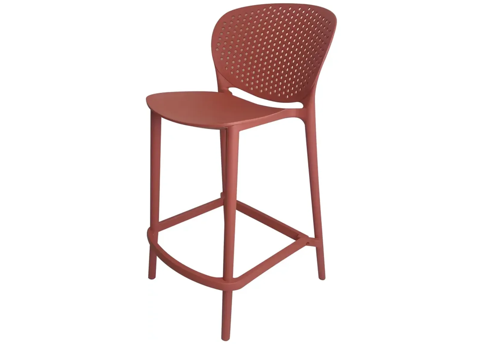 Celin 26 Inch Counter Stool Chair, Set of 4, Stackable, Mesh Back, Orange - Benzara