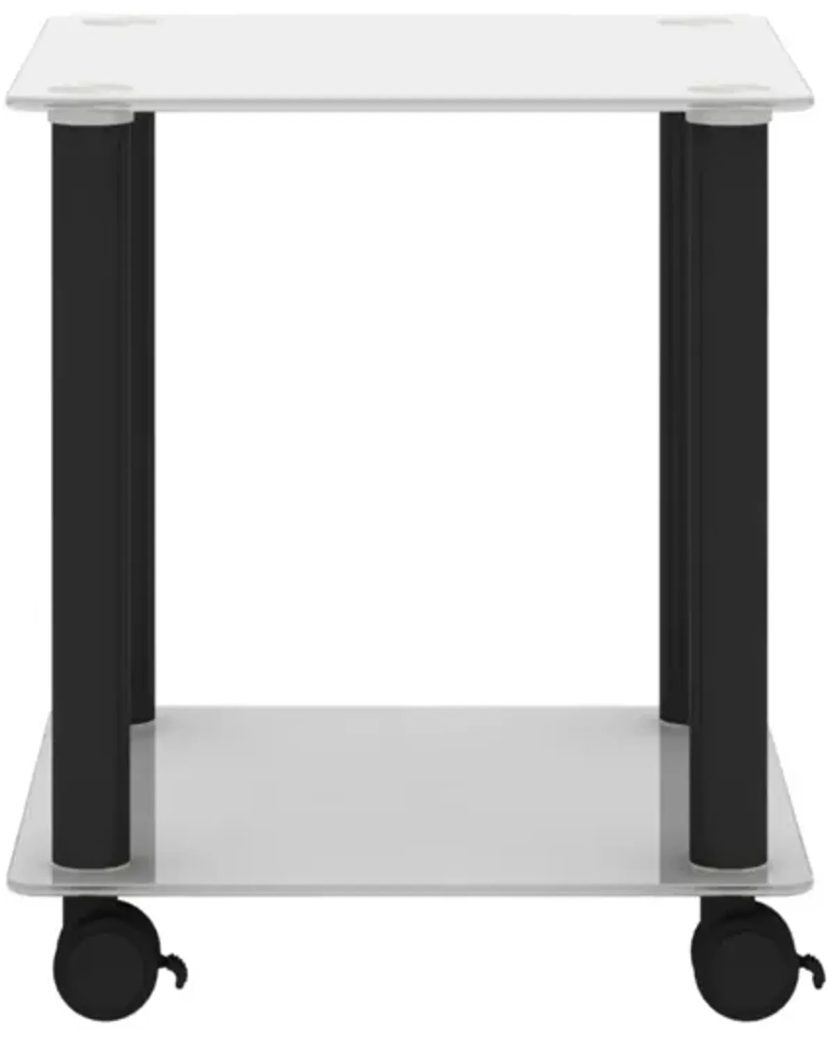 1-Piece White+Black Side Table , 2-Tier Space End Table ,Modern Night Stand, Sofa table, Side Table with Storage Shelve