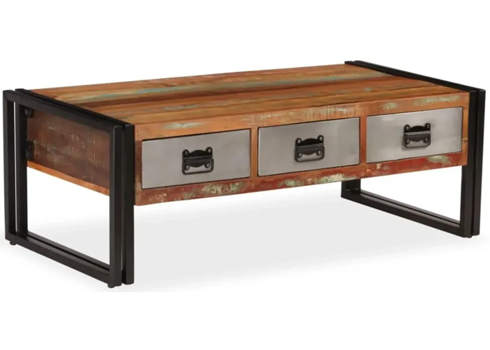 vidaXL Coffee Table with 3 Drawers Solid Reclaimed Wood 39.4"x19.7"x13.8"