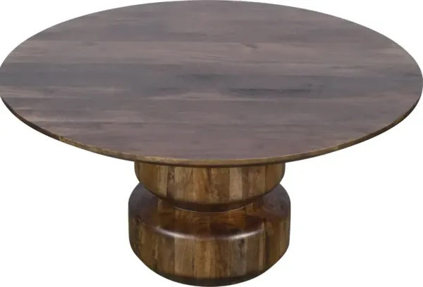 Virton Solid Wood Round Coffee Table in Smoked Brown