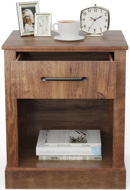 Hivago Compact Nightstand with Drawer and Shelf