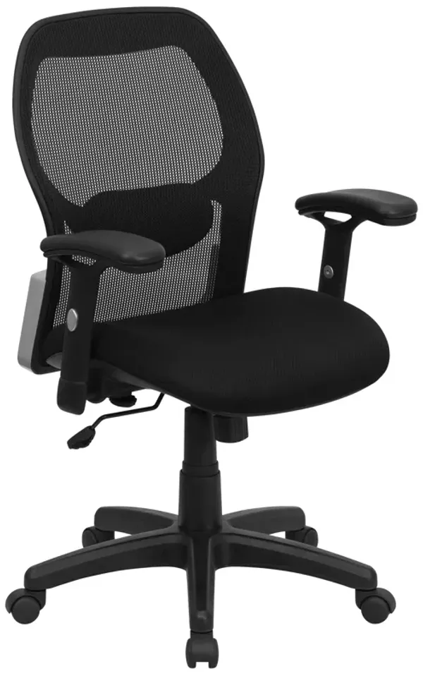 Albert Mid-Back Black Super Mesh Executive Swivel Office Chair with Adjustable Lumbar & Arms