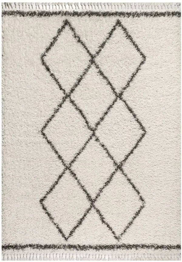 Beautiful Mercer Shag Plush Tassel Moroccan Tribal Geometric Trellis Area Rug