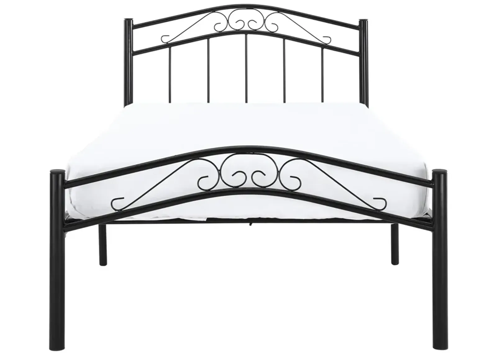 QuikFurn Twin size Black Metal Platform Bed with Headboard and Footboard