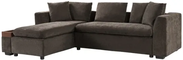 Merax  L-Shaped Sectional Sofa with Storage - Modern Upholstered Couch with Wooden Compartment for Living Room, Apartment & Small Spaces