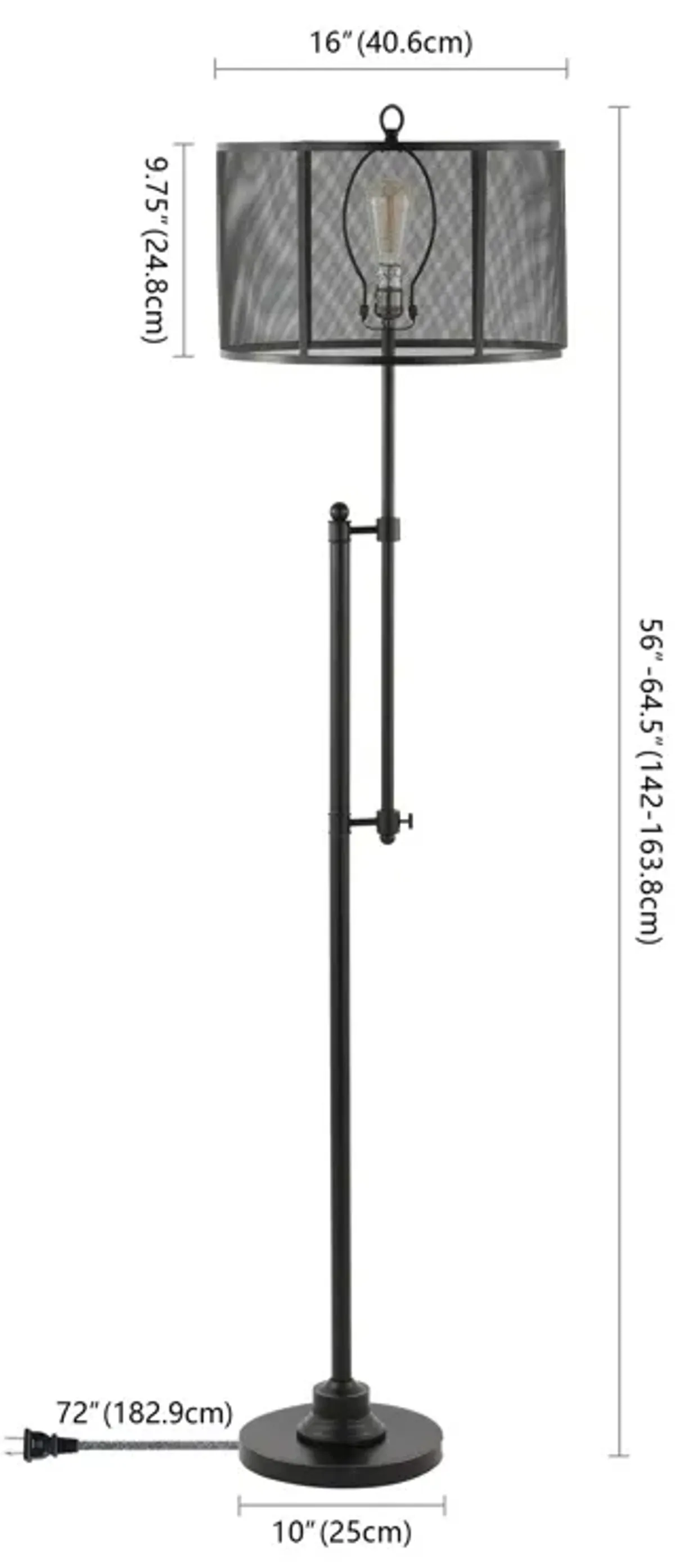 Noah Modern Industrial Iron Height-Adjustable LED Floor Lamp