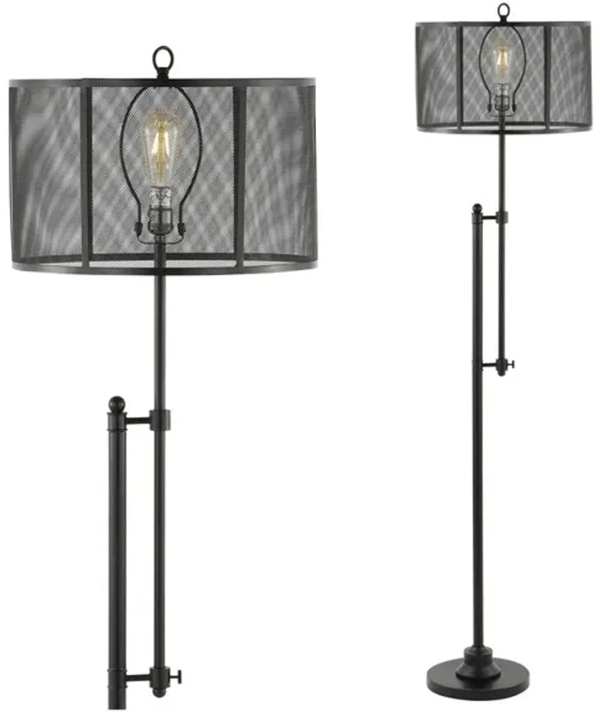 Noah Modern Industrial Iron Height-Adjustable LED Floor Lamp