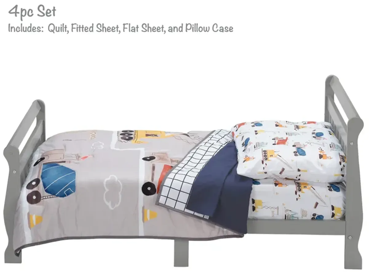 Bedtime Originals 4-Piece Construction Zone Gray/Navy/White Toddler Bedding Set