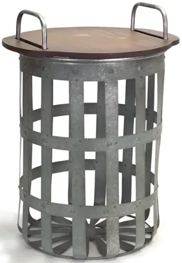 Hivvago Set of Two 16 Inch Grey And Brown Round End Tables