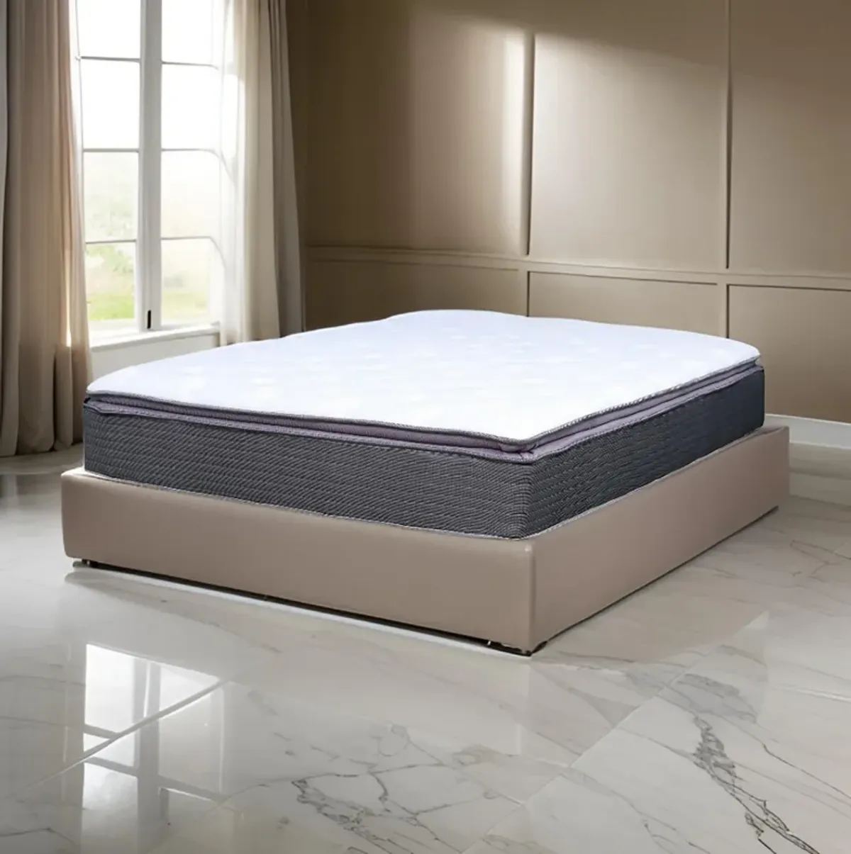 Cari 10 Inch Hybrid Twin Size Mattress, Cool Gel Memory Foam, Pocket Coil - Benzara