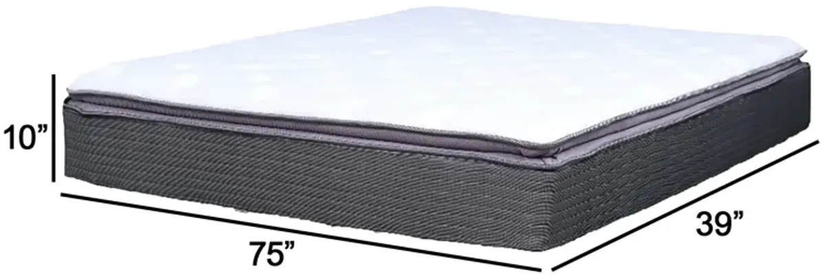 Cari 10 Inch Hybrid Twin Size Mattress, Cool Gel Memory Foam, Pocket Coil - Benzara