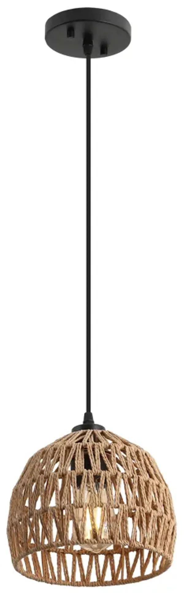 Campana Bohemian Modern Woven Rattaniron LED Pendant