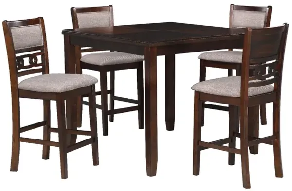Gary 42 Inch 5 Piece Counter Table Set, Cherry Brown - Benzara