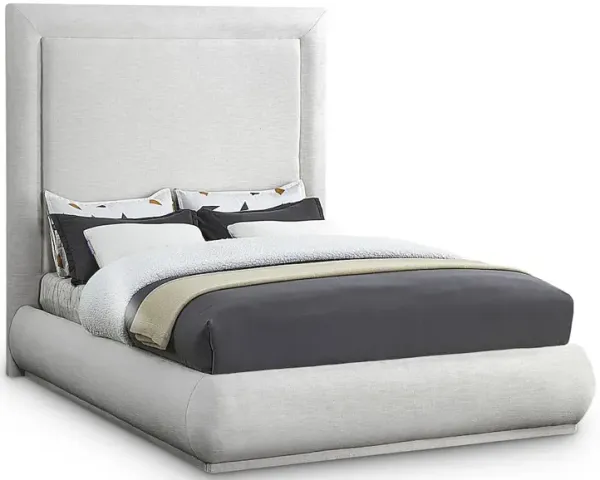 Meridian Furniture Brooke Cream Linen Textured Fabric King Bed