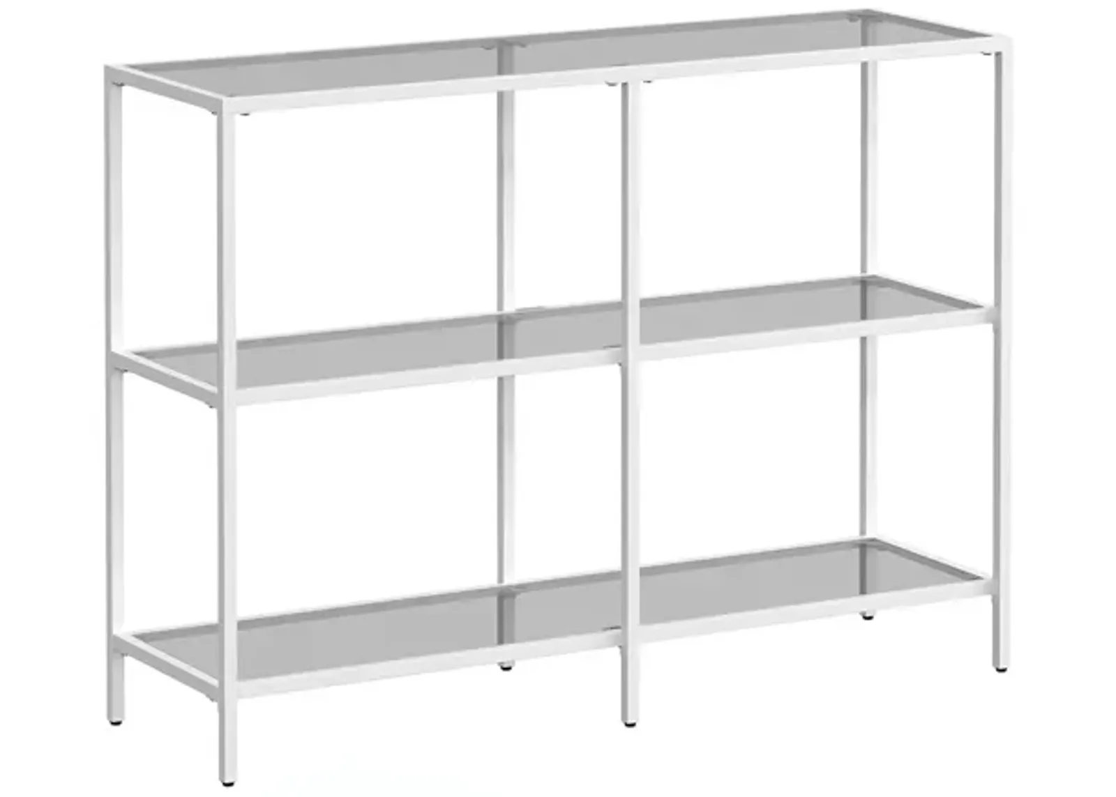 Stylish Console Table with 3 Shelves - Steel Frame, Tempered Glass, for Entryway or Living Room