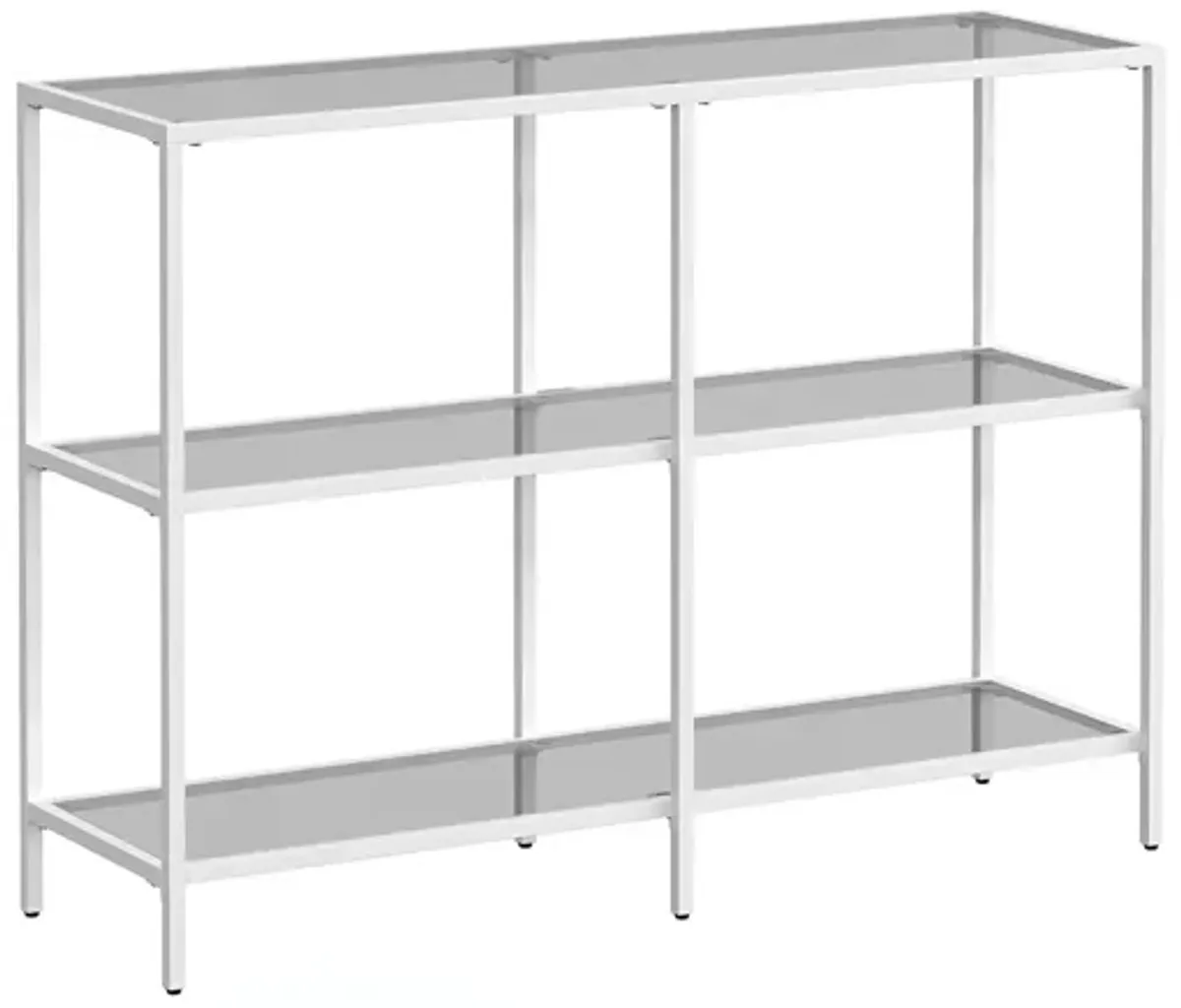 Stylish Console Table with 3 Shelves - Steel Frame, Tempered Glass, for Entryway or Living Room