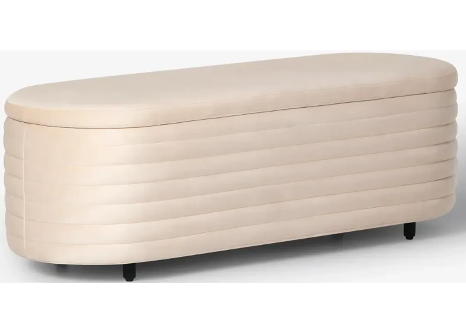 WestinTrends 54" Wide Mid-Century Modern Upholstered Velvet Tufted Oval Storage Ottoman Bench