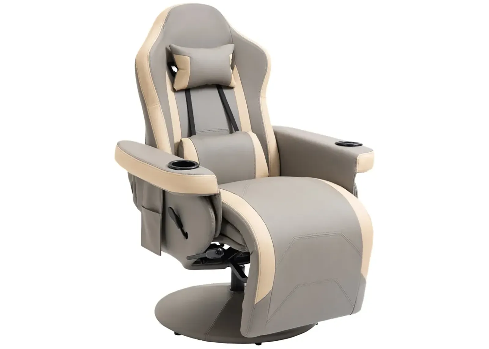 Gray Living Room Comfort: Manual Recliner with Swivel and Cup Holder