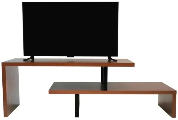 LeisureMod Orford Mid-Century Modern TV Stand with MDF Shelves and Powder Coated Iron Legs