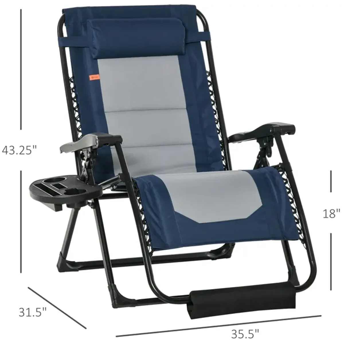 Blue Outdoor Relaxer: Zero Gravity Recliner with Cup Holder