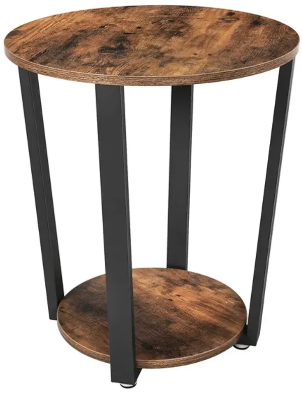 Round Metal End Table with Storage Rack – Stylish Side Table for Sofa