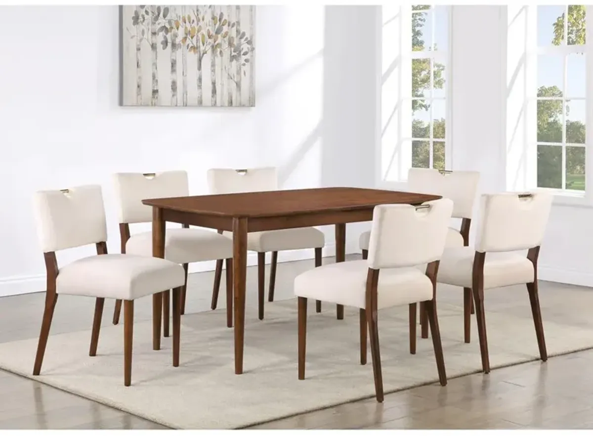 Comfort Pointe Bonito Oatmeal Velvet 7PC Dining Set in Walnut Finish