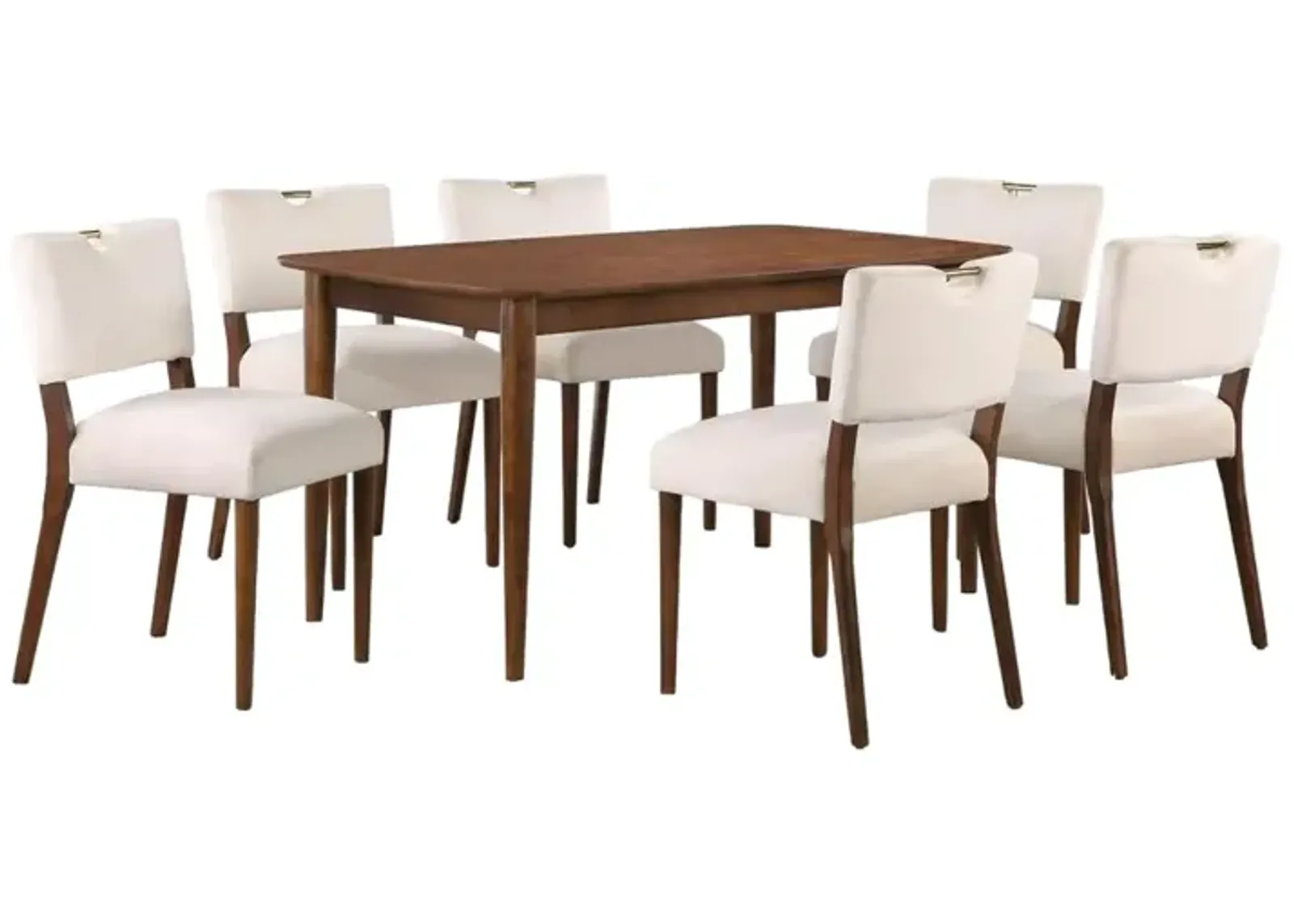 Comfort Pointe Bonito Oatmeal Velvet 7PC Dining Set in Walnut Finish