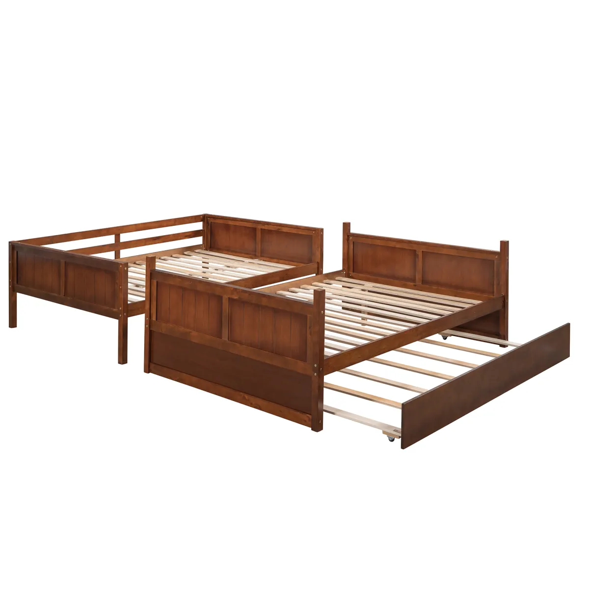 Full Over Full Bunk Bed with Twin Size Trundle, Espresso