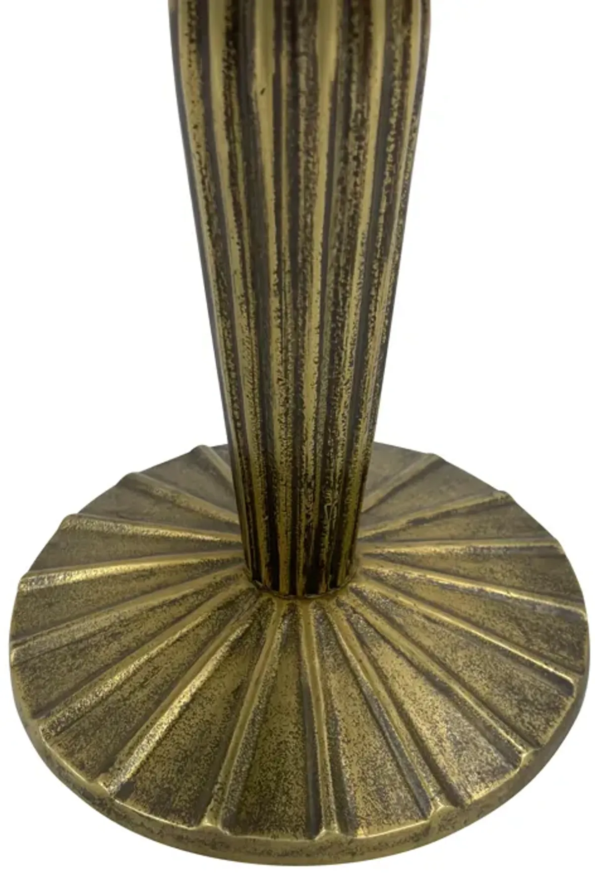 12 Inch Side End Drink Table, Fancy Fluted Base, Round Top, Antique Brass