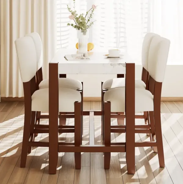 Merax Mid-Century Modern 5-Piece Bar Height Dining Set