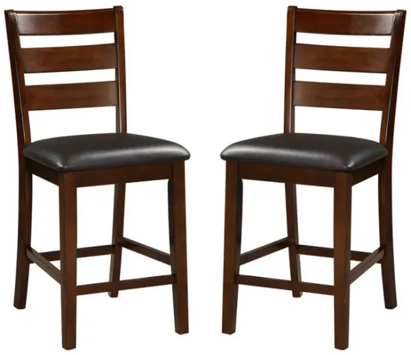 Wooden Counter Height Armless Chair, Walnut brown, Set of 2 - Benzara
