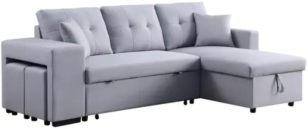 Streamdale Dennis Light Gray Reversible Sleeper Sectional with Storage