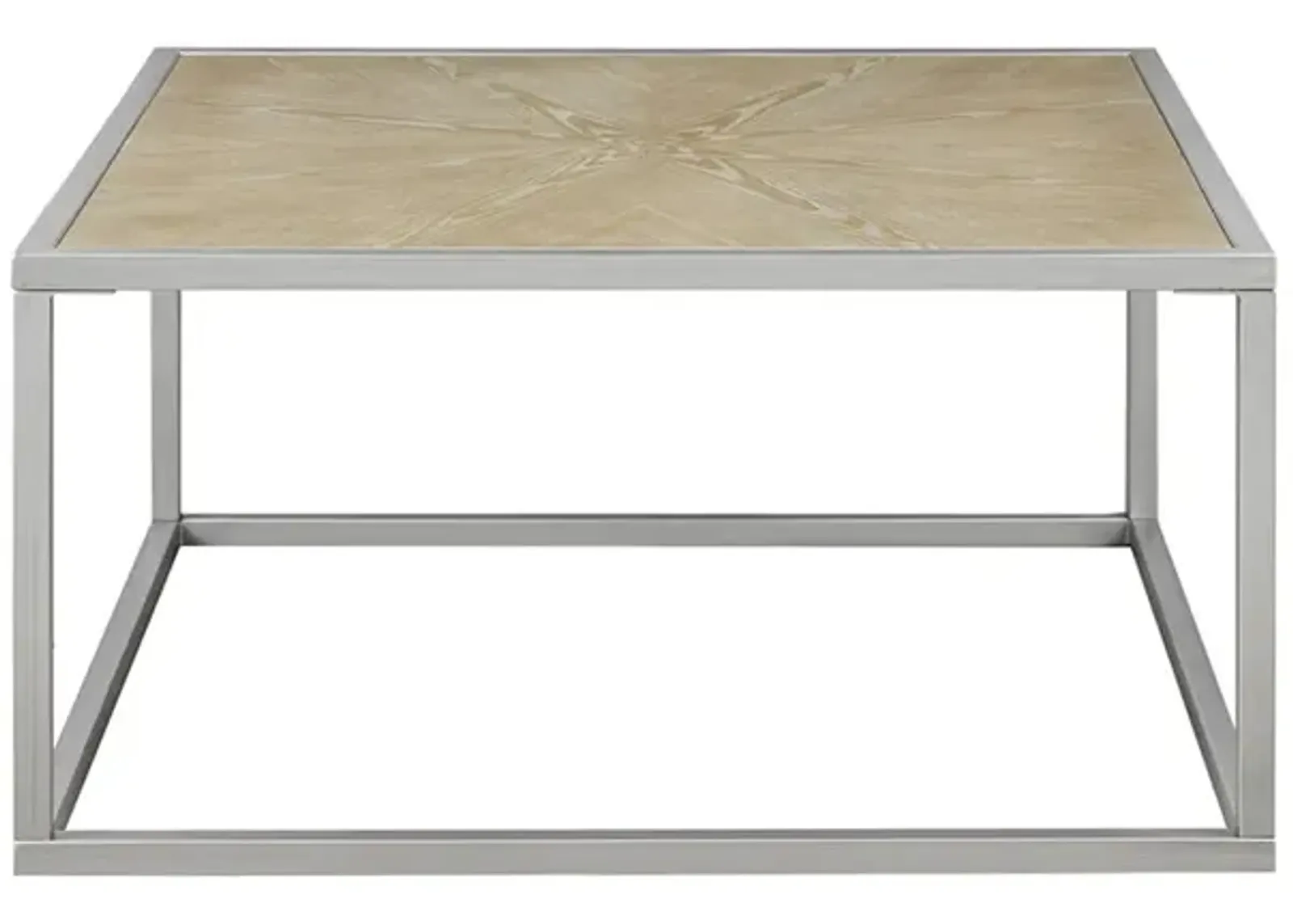 Gracie Mills Hamza Rectangular Cocktail Coffee Table with Silver Metal Base