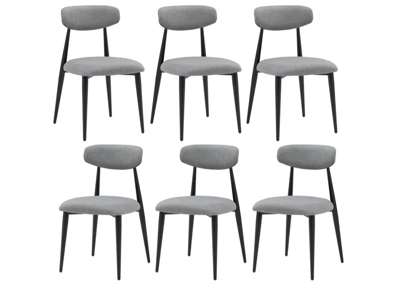 Dining Chairs Set of 6, Upholstered Chairs With Metal Legs For Kitchen Dining Room, Grey