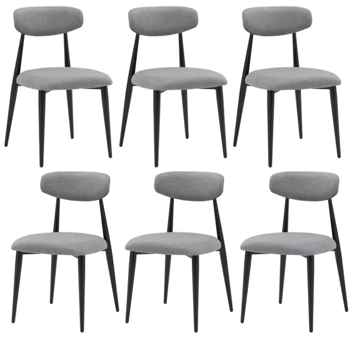 Dining Chairs Set of 6, Upholstered Chairs With Metal Legs For Kitchen Dining Room, Grey