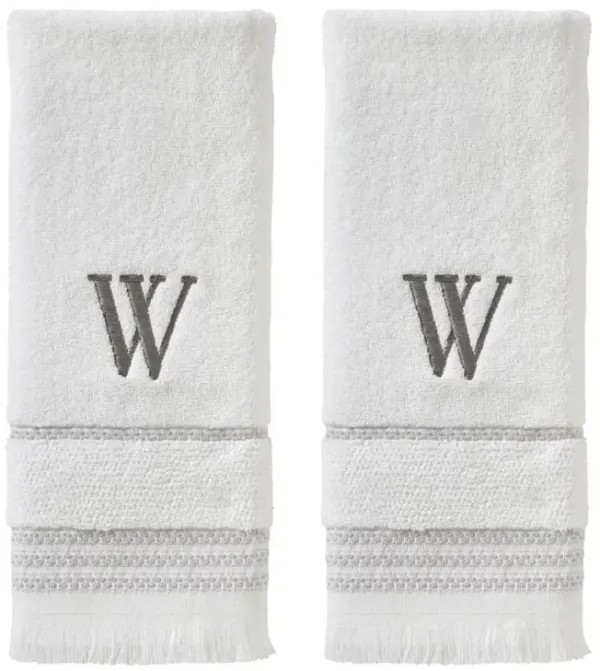 SKL Home By Saturday Knight Ltd Casual Monogram Hand Towel Set W - 2-Count - 16X26", White