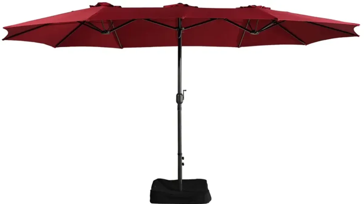 MONDAWE 15ft Rectangular Double-Sided Outdoor Patio Market Umbrella Coffee