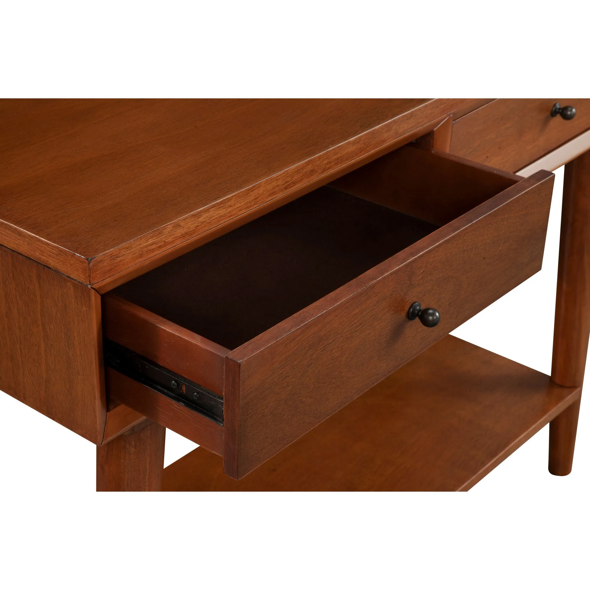 Console Table with 2 Drawers and Angled Legs, Brown-Benzara